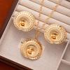 Wind Fashion Flower Earrings Necklace Set Women'S Light Luxury Personality Exaggerated Sun Flower Stud Earrings Collarbone Chain