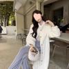 2025 Women's Thickened Faux Shearling Coat with Mink Fur Stand Collar