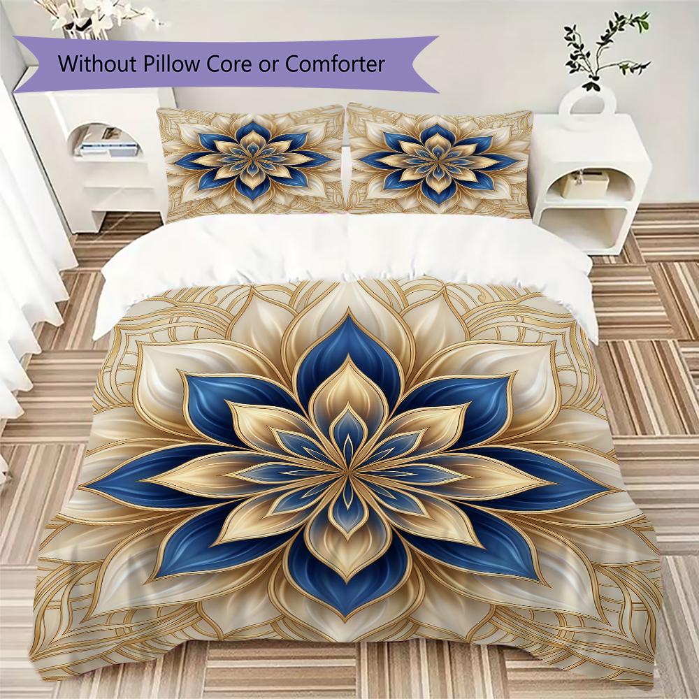 Royal Flower Pattern Bedding uilt Set uilt Cover Pillowcase Home Decoration Birthday Gift (1 * duvet cover + 2 * pillowcase without core)