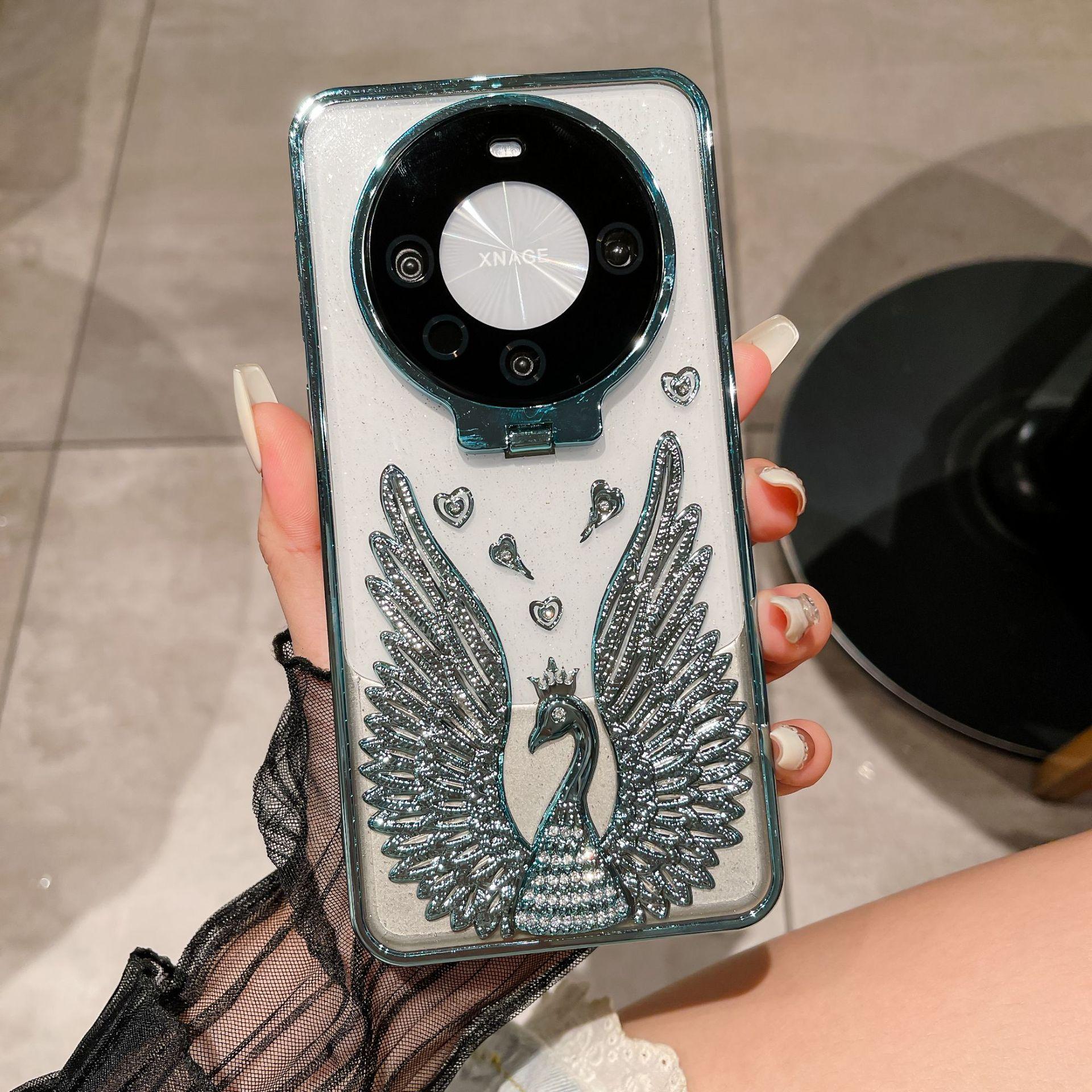 

Чехол для мобильного телефона Huawei Mate60Pro Angel Wings из ТПУ с гальваническим покрытием и стразами, подходящий для мягкого чехла-невидимки mate60 Huawei Mate60Pro зелёный