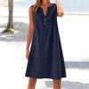 Women's cotton and linen dress summer sleeveless comfortable travel beach dress fashionable spring and summer vacation wear