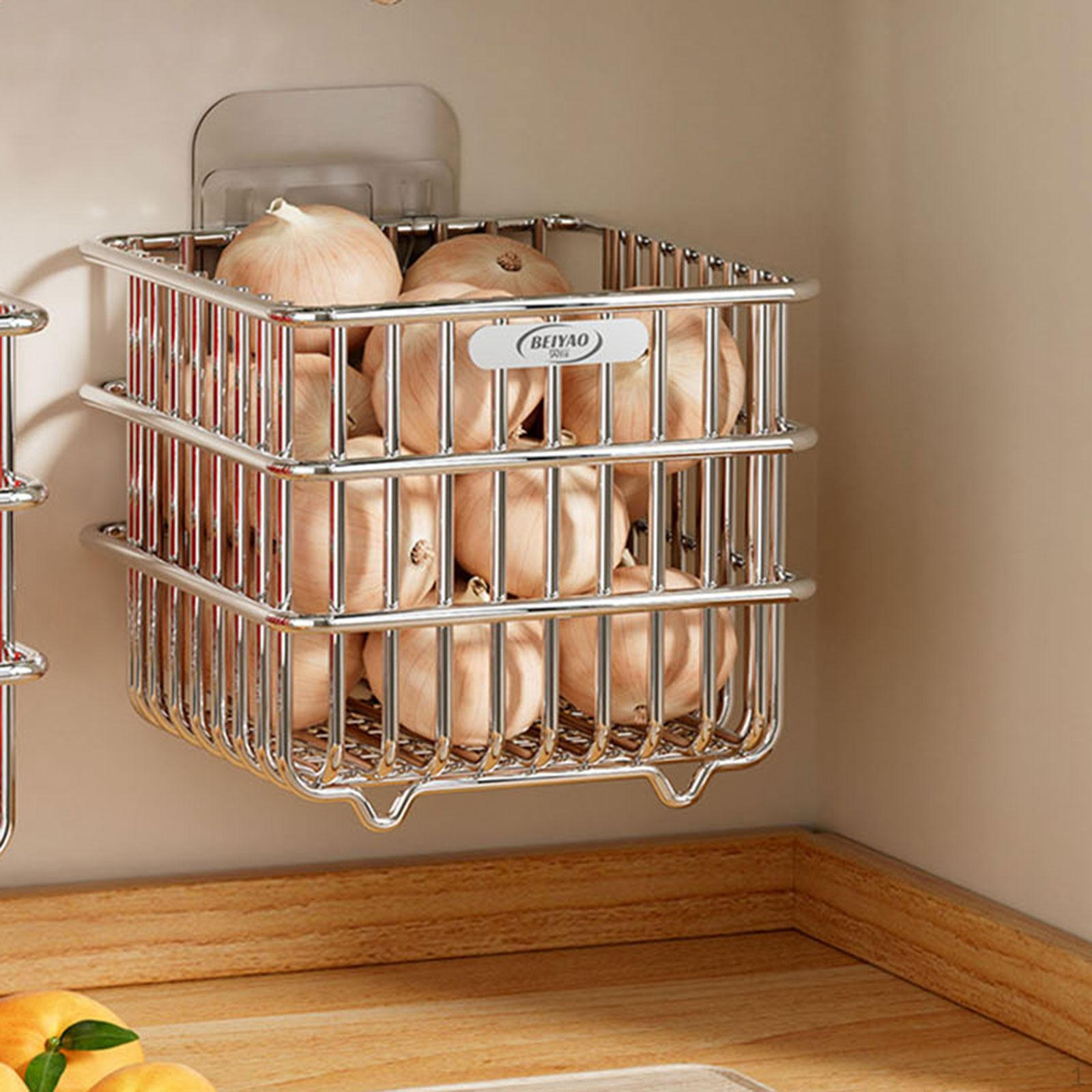 

Wall Mount Basket Holder for Storing Fruits in Garage Or Closet Small