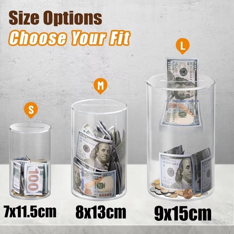 Modern Acrylic Money Jar Piggy Bank Child-Safe Unopenable Design Transparent Coin Savings Container Home Decor Desk Organizer