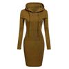 2026 Autumn/Winter European American Women's Solid Color Hooded Long Sleeve Dress