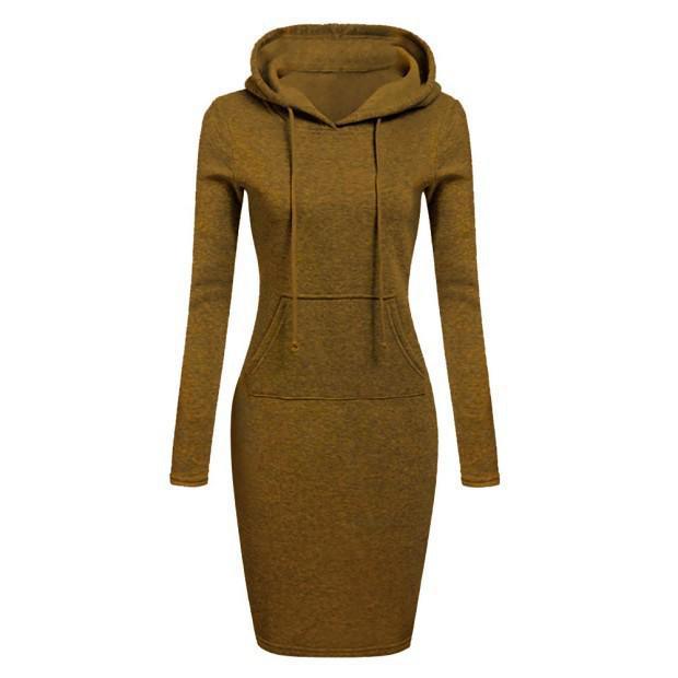 2026 Autumn/Winter European American Women's Solid Color Hooded Long Sleeve Dress