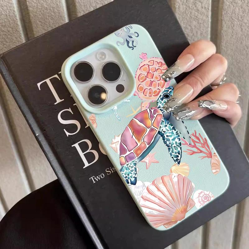 

Litchee Pattern Dustproof Marine Shell Cases For iPhone 17 Pro Max Case iPhone 16 13 14 15 12 11 XS XR Plus Sea Turtle TPU Cover iPhone XR