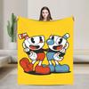 Cupheads And Mugman Knitted Blankets Flannel Game Cuphead Super Soft Throw Blanket for Car Sofa Couch Bedspread