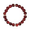 10mm Red Glass & Natural Stone Beaded Bracelet with Elastic Cord for Men and Women