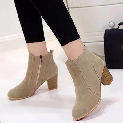 Booties Woman Autumn Winter Chunky Heels Zip Shoes Luxury Fashion Chelsea Ankle Women's Boots Platform Heels  Heels Women