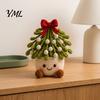 Decorative Yarn Craft for Home Simulated Crochet Christmas Potted Decor, Knitted Mini Artificial Tree Flower Durable Plants Ornament, Cute Festive