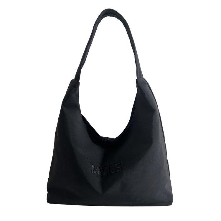 

Cross-Border Exclusive Embroidered Tote - Large Capacity Single Shoulder Women s Bag with Customizable Text and Logo One Size чорний
