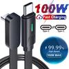 100W 90 Degree Type C To Type C Fast Charging Cable L-Shape Elbow Flat Nylon Braided Cord For iPhone 17/16 Huawei Samsung Xiaomi