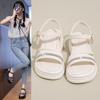 Female Sandal 2024 Women's Beach Shoes Increasing Height Girls New Comfort  Low Beige Sports Bow Summer Casual Scandals