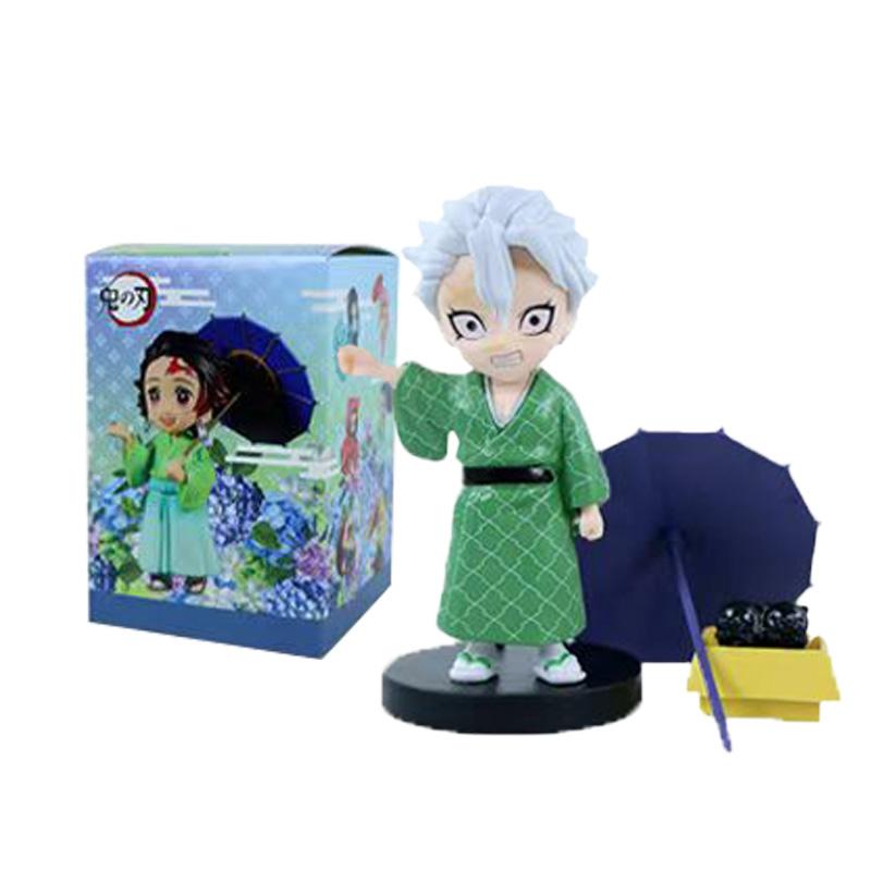 12pcs Anime Demon Slayer Tanjiro Kamado Nezuko Christmas Halloween PVC blind box cartoon figure model ornament child gift Random Mystery Trendy