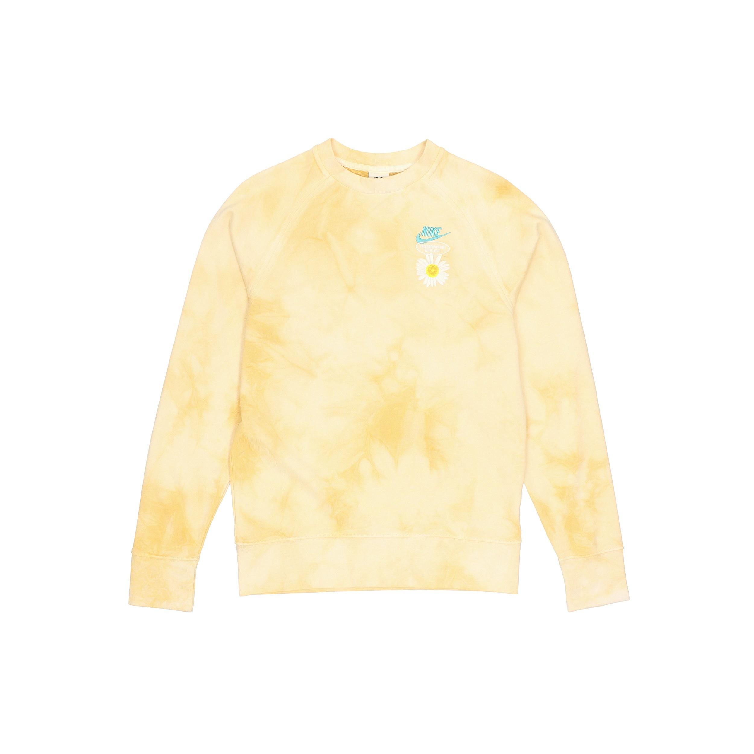Men s Nike Sportswear Tie Dye Embroidered Daisy Round Neck Gold DM5011-777 L