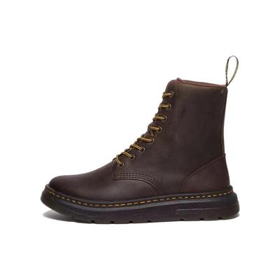 Leder Runde Spitze Schnürung Kurze Martin Stiefel Unisex Stiefel Dunkelbraun 31368201