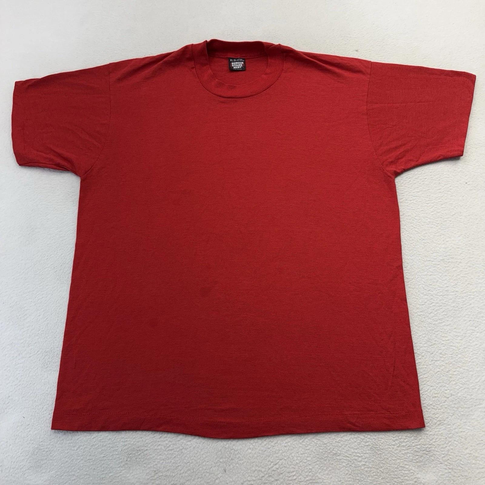 

Vintage Screen Stars Shirt Men s XL Red Single Stitch USA Blank 80s 2XL