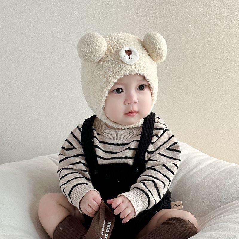 Soft Winter Plush Bear Ear Kids Hat Warm Windproof Multiple Colors For Toddlers Outdoor Daily Use
