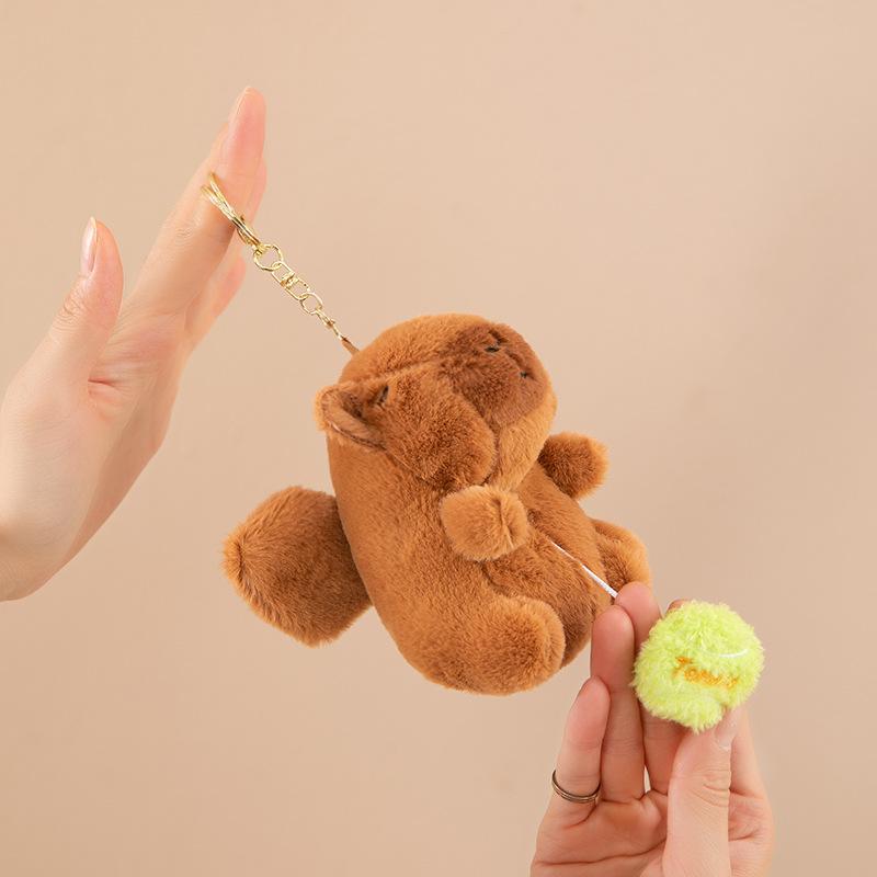 Creative Plush Kapibara Blowing Bubble Keychain Pendant Cute Couple Schoolbag Keychain Small Pendant