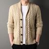 Maglione a coste con revers - Stile britannico, manica lunga per autunno e inverno