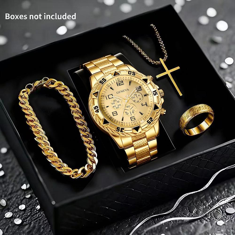 Men S Watch Casual Premium Large Dial Alloy Three-Eye Watch Men S Business Quartz Watch