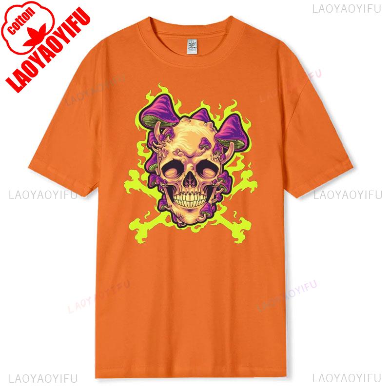 Skull Graphic Tshirt Unisex Cotton Short Sleeve Casual Round Neck Breathable New Arrival Retro Halloween Apparel Softstyle Tee
