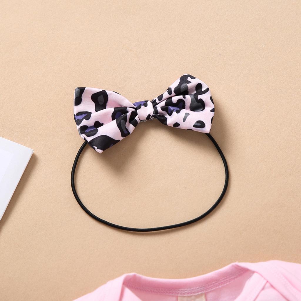 Newborn Infant  Valentine Print Romper Bodysuit+Leopard Print Pants Set