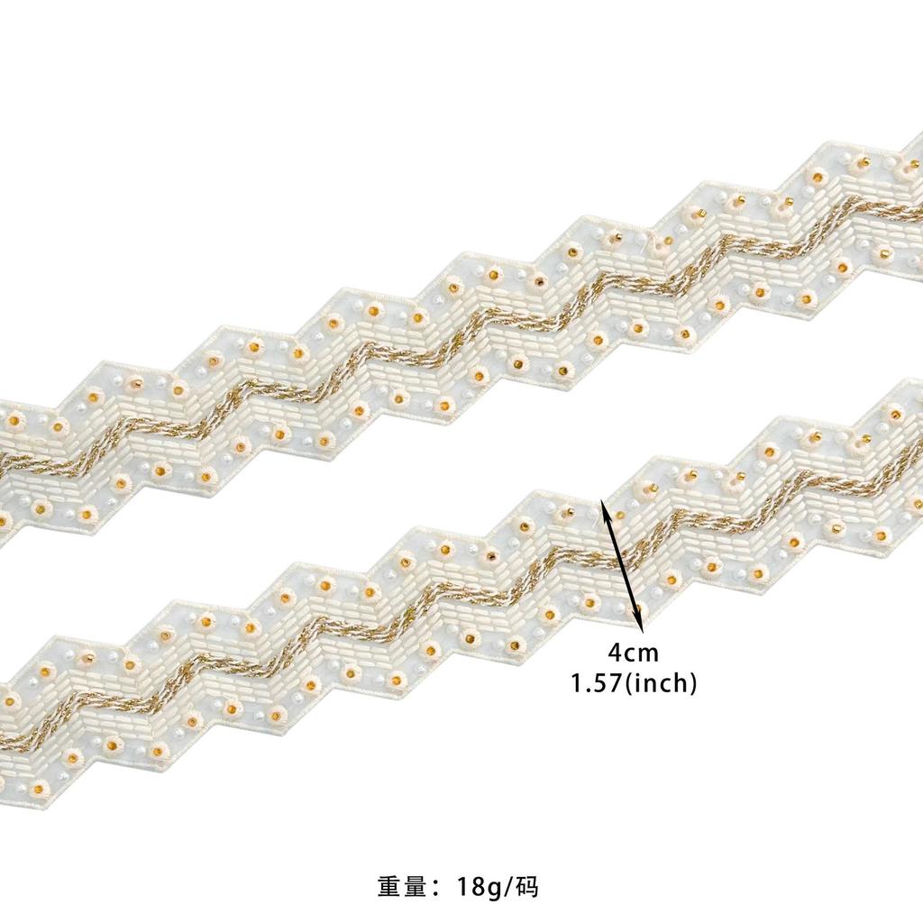 4Cm Bead Embroidery Wave Barcode Lace Clothing Dress Window Decoration Luggage Clothing Decoration Lace Accessories