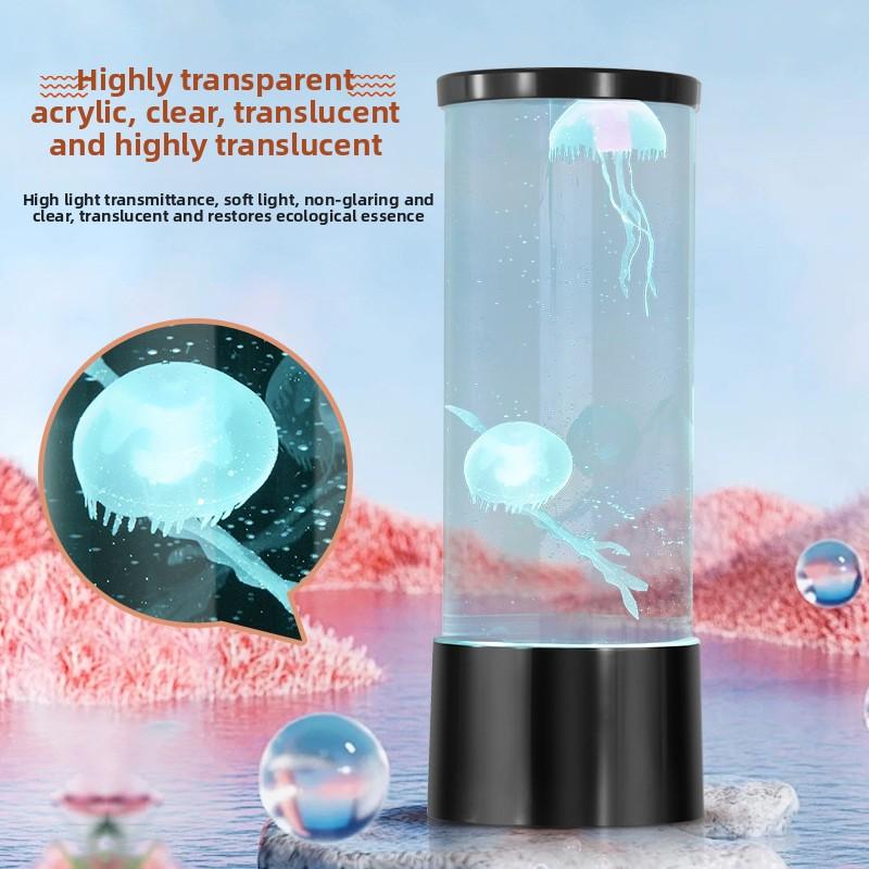 LED Mini Jellyfish Light USB Rainbow Color Changing Ambient Light Creative Exquisite Night Light Silent Desktop Decoration Light