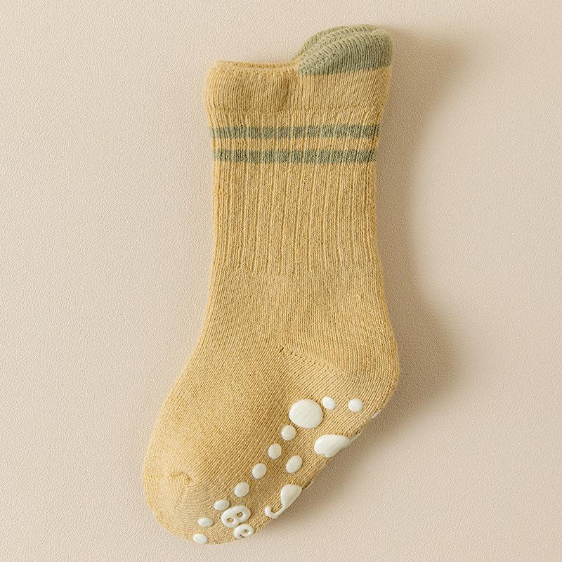 Extra Thick Warm Non-Slip Cotton Socks for Newborns & Toddlers - Terry Fleece Lined for Autumn/Winter