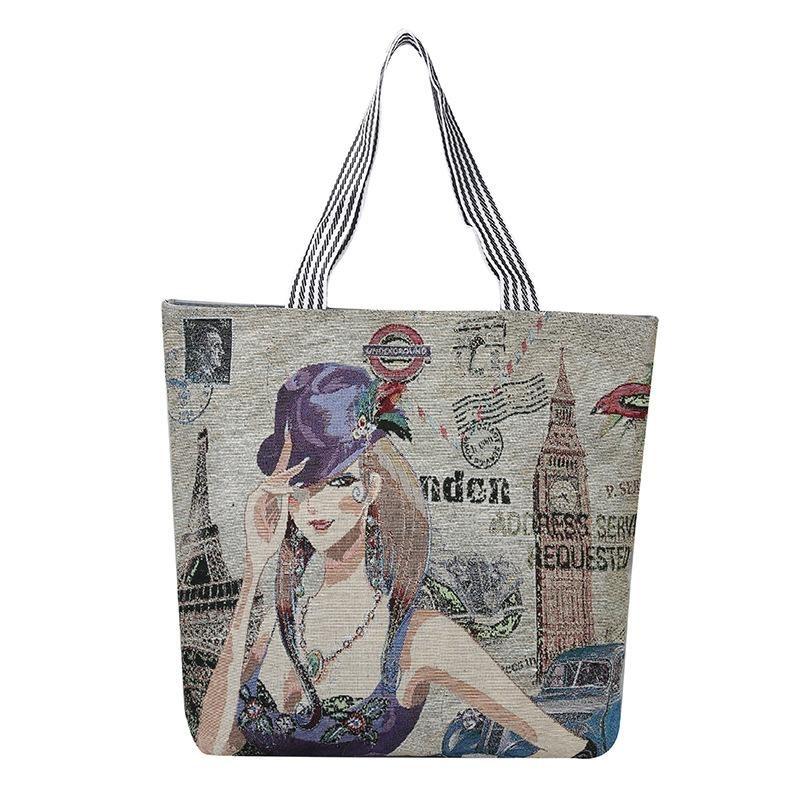 Embroidered Fashion Bag Simple Single-shoulder Bag Hand-held Women's Bag Large-capacity Shopping Bag
