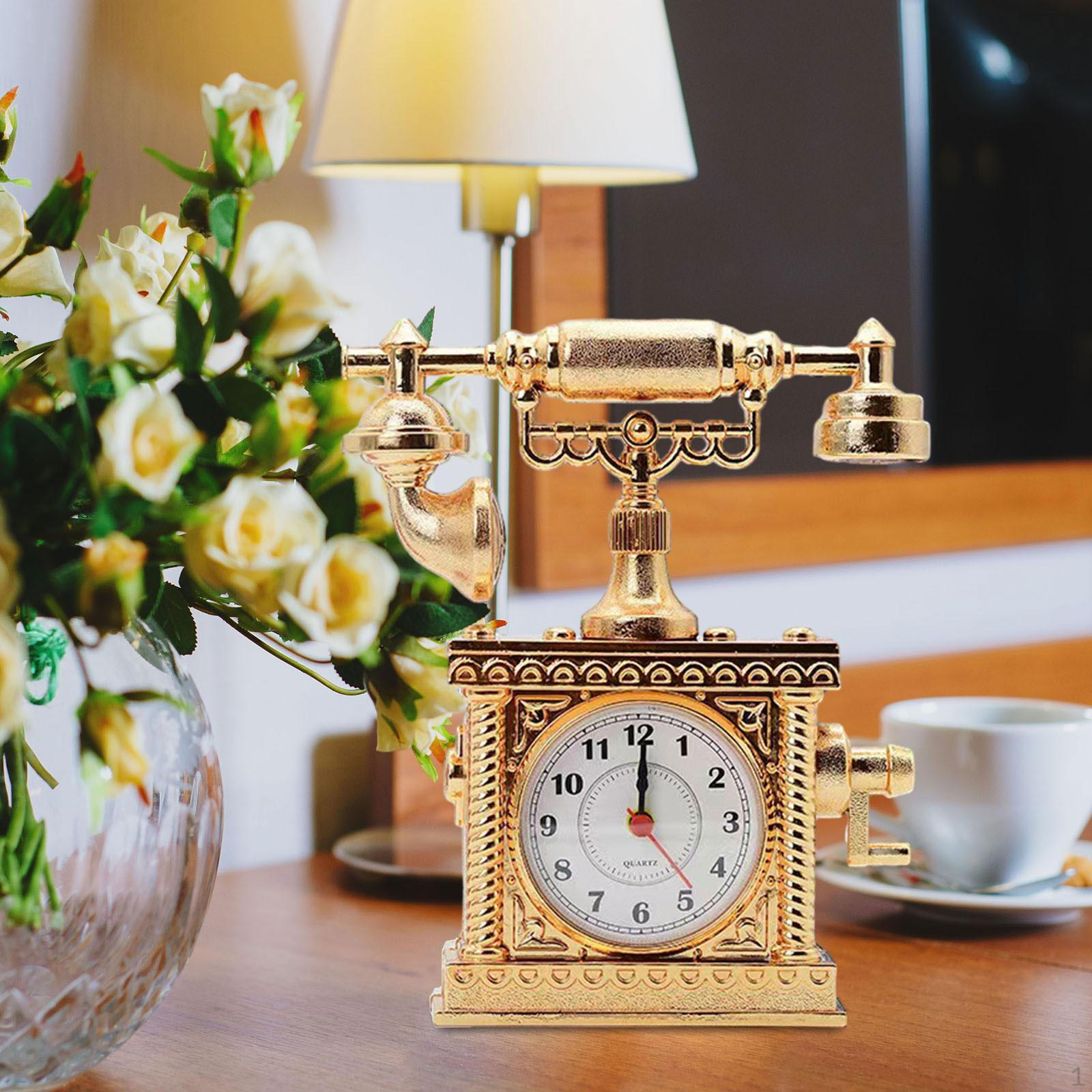 

Ретро телефонные настольные часы Модель Орнамент 16x5x18 см Декоративный реквизит PP Скульптура для фотографии Style A