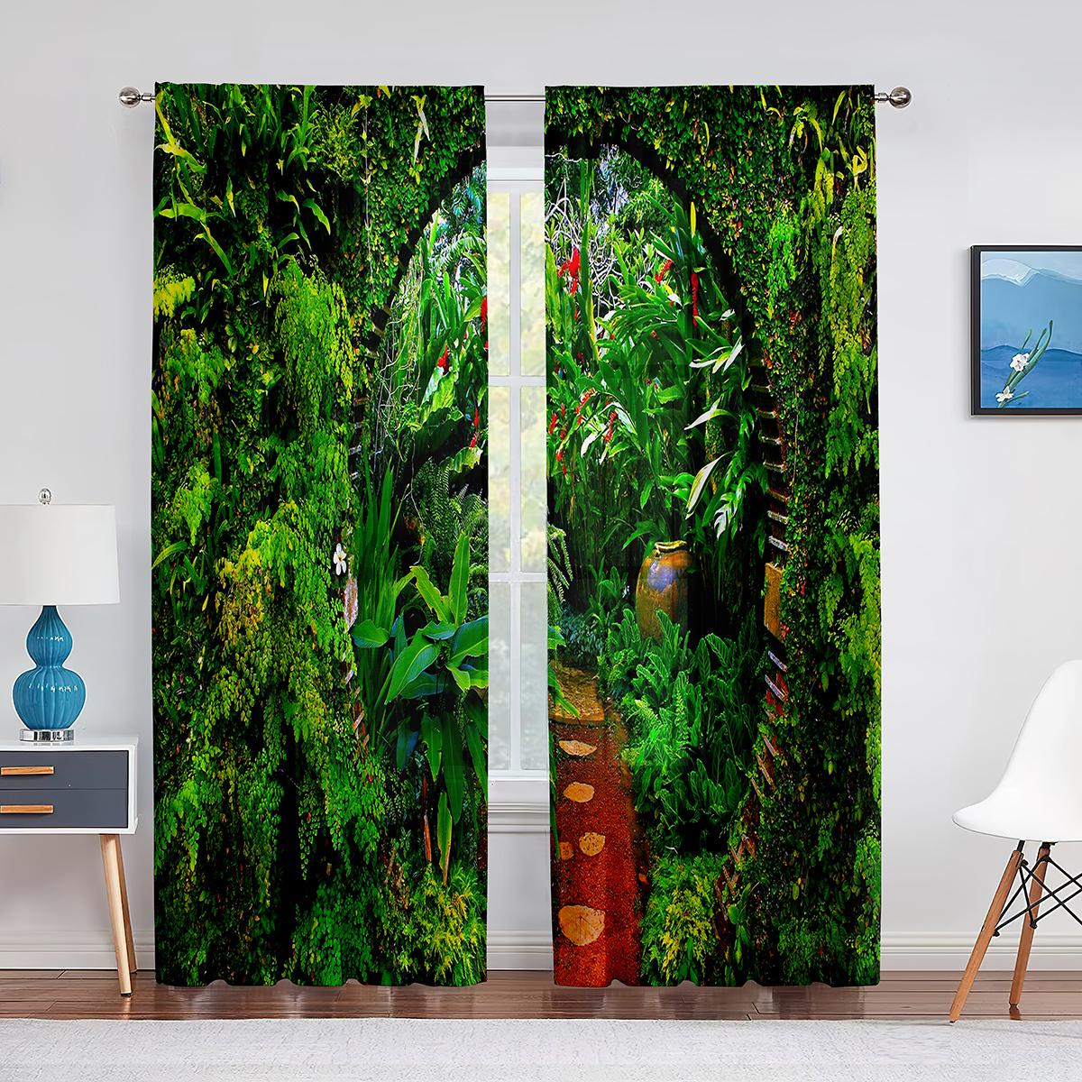 Розовые цветы вишни парк весенние цветочные деревья дорога тюлевые шторы для гостиной — фото 10