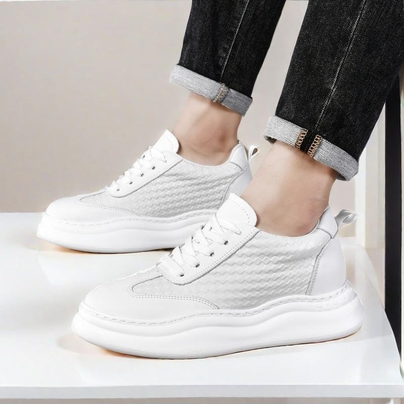 Man  Lift Sneakers Men White Shoes Elevator Height Increase Insole 6cm Plus Size 38-45