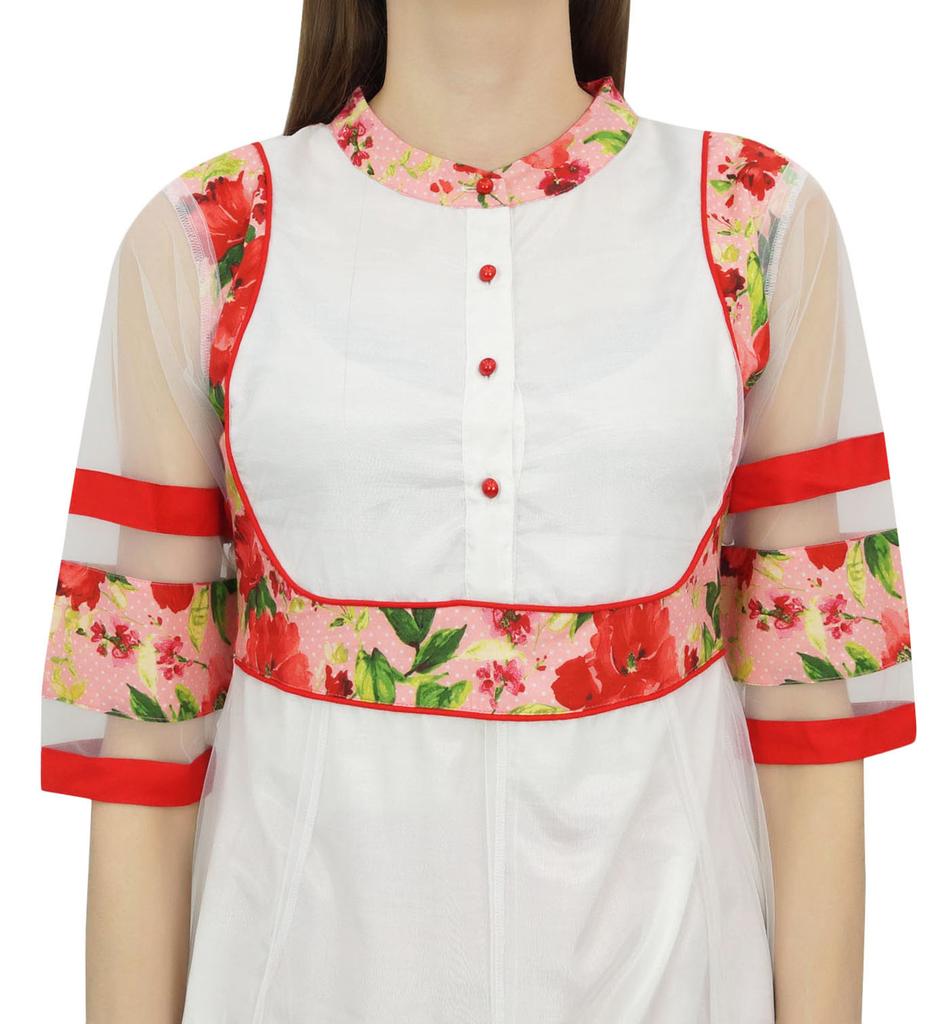 Bimba Women's Long Flared Black Anarkali Kurti Kurta Indian Classic