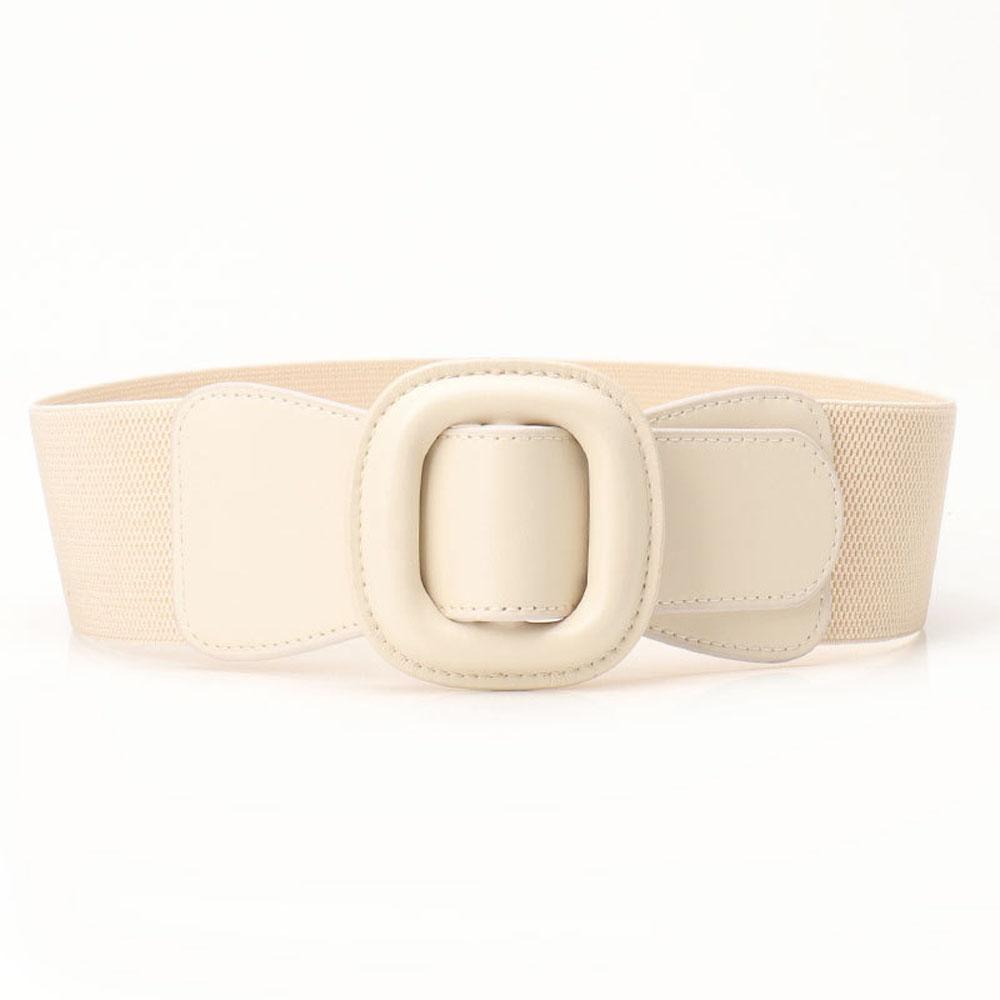 Wide Waist Cincher Belt Non-Restrictive Women S Elastic Waist Belt Soft Pu Leather Belt Versatile Square Buckle Waistband 80cm бежевый