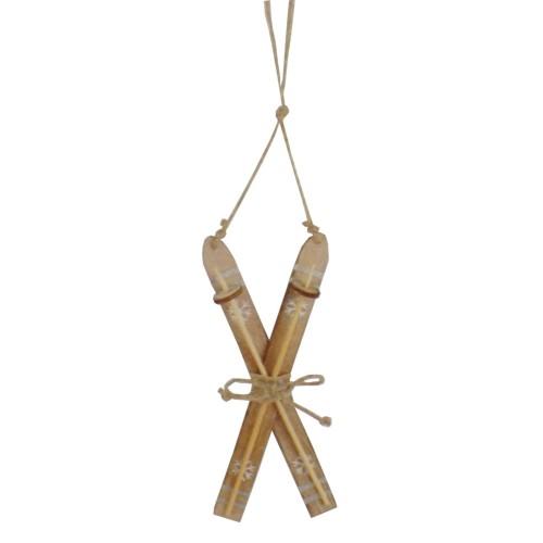 Hill Interiors Natural Wood Crossed Skis Christmas Decoration