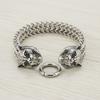 Mens Titanium Steel Leopard Charm Bracelet Punk Style Geometric Design Polished Finish Adjustable 22cm