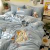 Cartoon Soft Cotton Washable Single Bed 3-Piece Set: Fitted Sheet, Flat Sheet, Skin-Friendly