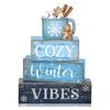 4Pcs Football Table Decorations Football Tiered Tray Decor Sport Game Centerpiece Sign Decorative Rugby Stack Block Gift for Fans Club Tailgate