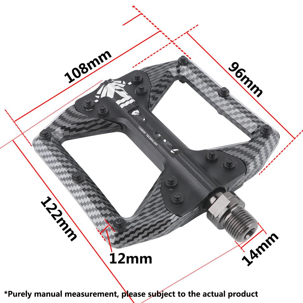 Bicycle Pedal Aluminum Nylon Carbon Fiber Finish 3-Bearing Single-Side 14 Anti-Slip Pins Enhanced Grip for MTB and Road Bikes
