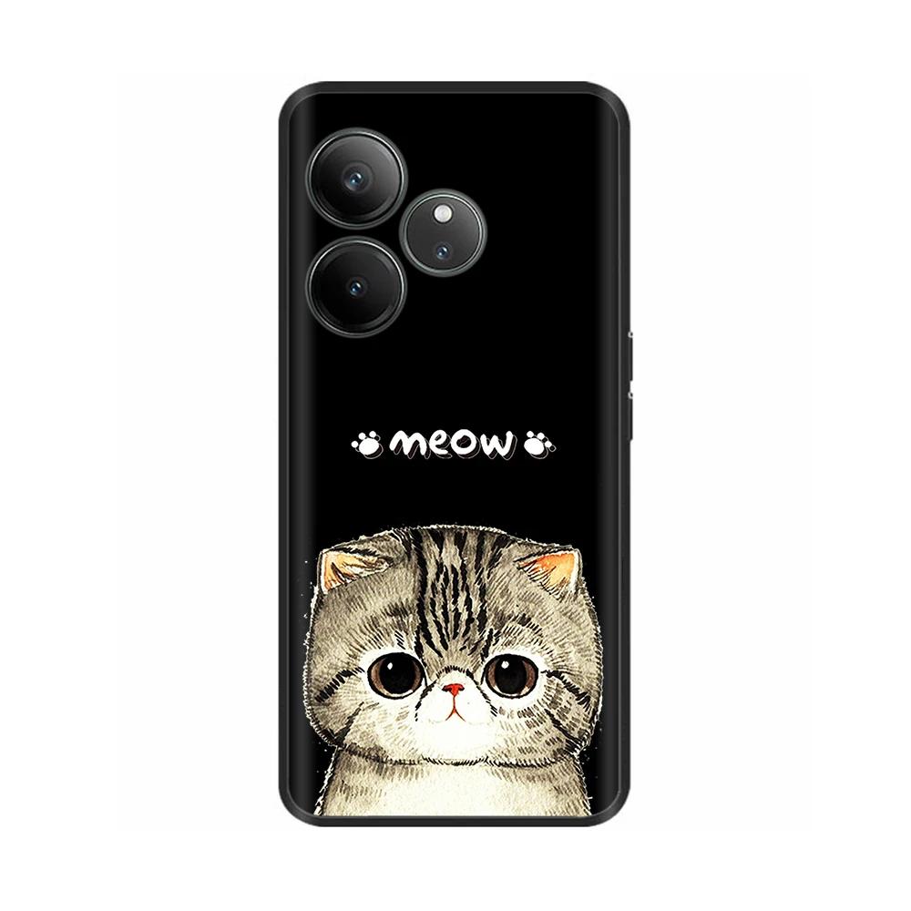 For Realme GT 6 GT 6T Case Black Silicone Luxury Bumper Cute Soft TPU Phone Cases For Realme GT6 5G Cover Shells Coque 6.78''