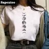 Moon Space Women Casual Print Tshirt Girl 2023 Summer O Neck Harajuku Y2k Funny Cute Tops Tee Female Clothes