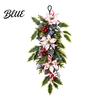 Holiday Soft Furnishing Wreath with Artificial Holly Teardrop Swag Pendant Christmas Leaves Swag Pinecones Party