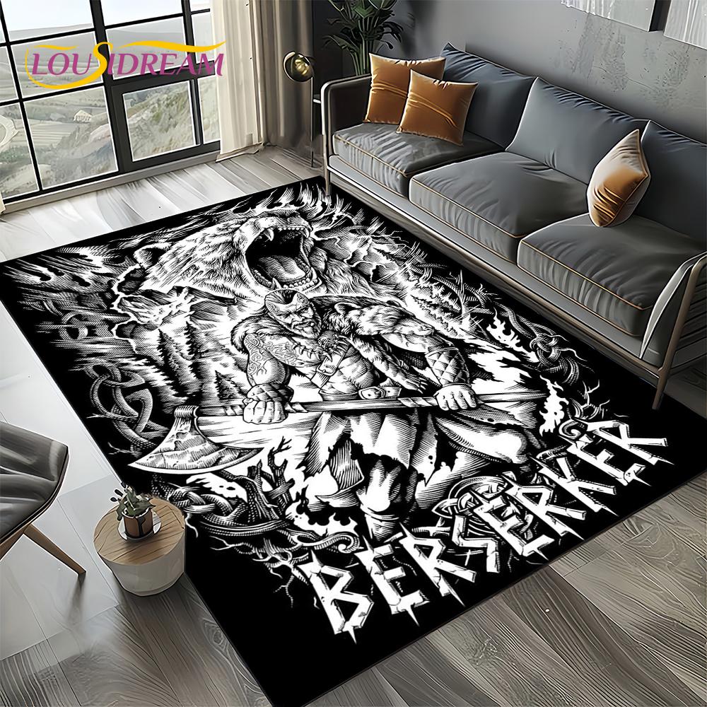 Odin Viking Symbol Valknut Nordic Valhalla Carpet Rug for Living Room Bedroom Home Sofa Decoration,Area Rug Non-slip Floor Mat