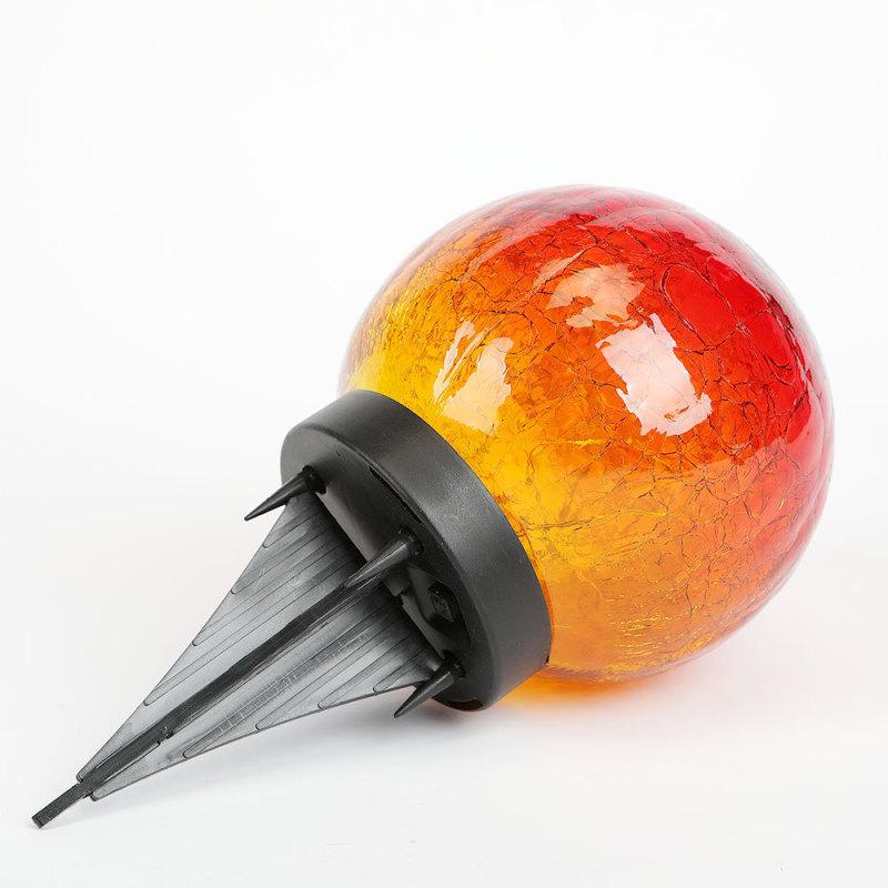 Solar Gradient Red Crackle Globe Light Outdoor Waterproof Garden Light Patio Decoration Lawn Light Glass