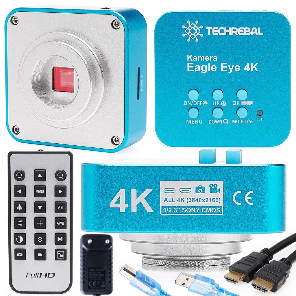 Arm For Microscope 50Mm + Lens For Digital Microscope C-Mount Zoom 180X + Camera Eagle Eye 4K + Led 56X