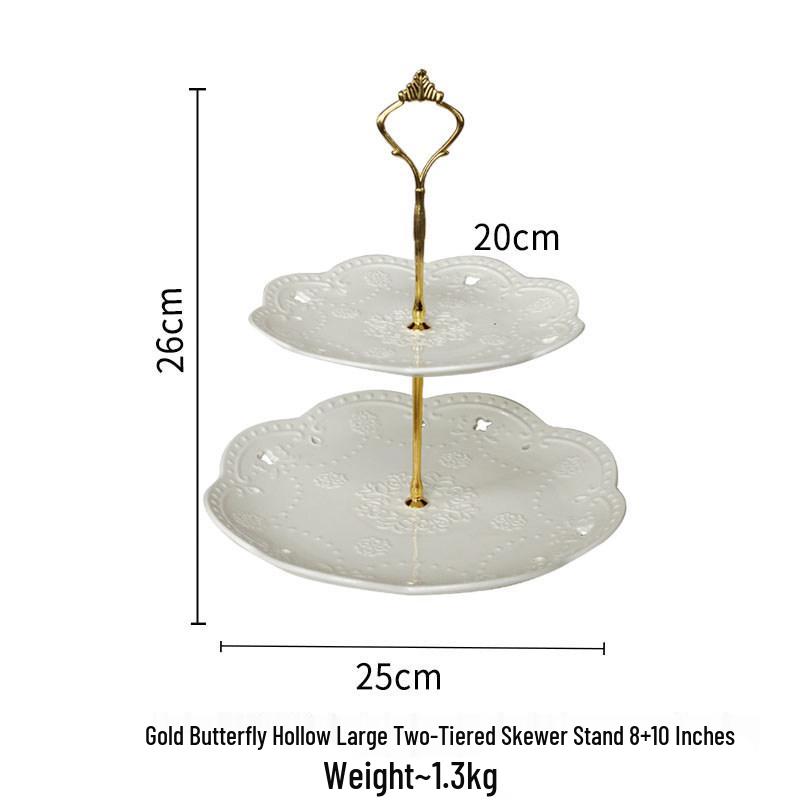 European Double Layer Ceramic Cake & Pastry Stand for Afternoon Tea & Dessert Display