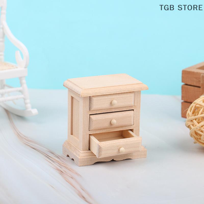 1PCS Wooden Miniature Bedside Cupboard 1:12 Dollhouse Furniture DIY Accessories Decor