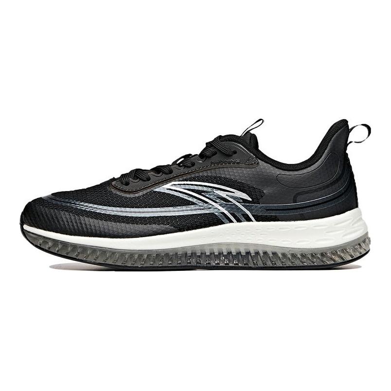 Anta Elastic Rubber Low-Top Running Shoes Women sneaker Black White 122015501-1
